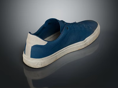 Casual Blue Mesh Low Top Sneakers With White Sole And Minimalist Design 3d model