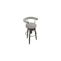 Stylish Bar Stool With Upholstered Seat Golden Armrests And Dark Wooden Legs