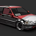 Modified Honda Civic With Red Silver Body Rear Spoiler Mesh Windows And Black Wheels