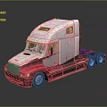 White and Red Semi Truck Cab With Shiny Exterior And Front Design Details