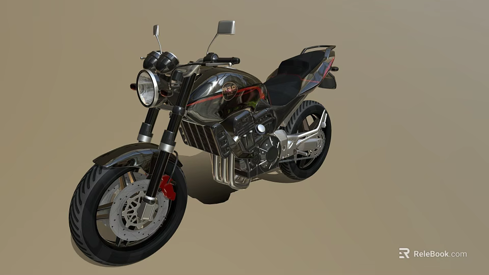 Sleek Modern Motorcycle Design With Chrome Finish Black Seat And Red Accents 3d model 