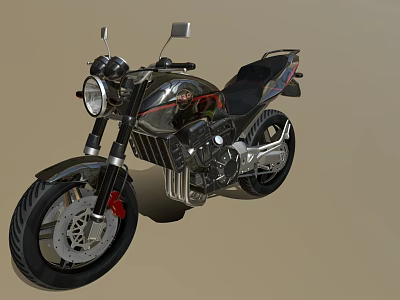 Sleek Modern Motorcycle Design With Chrome Finish Black Seat And Red Accents 3d model