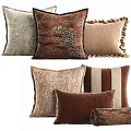 Assorted Brown Beige Leopard Print Striped Velvet Pillows With Ruffled Edges