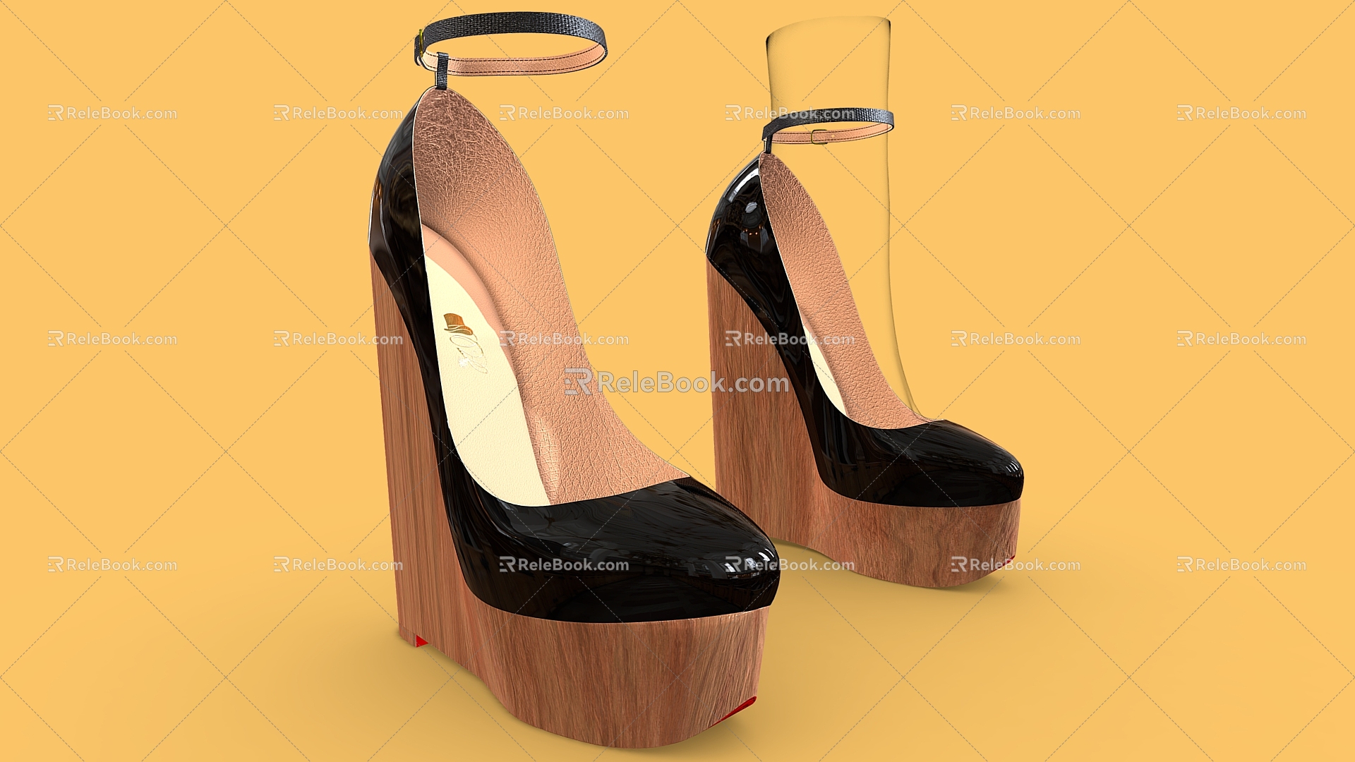 High Heels 2 Shoes Women's Shoes Wedges Platform Shoes 3d model