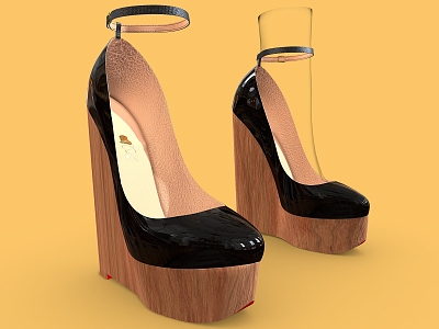 High Heels 2 Shoes Women's Shoes Wedges Platform Shoes 3d model