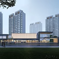 Modern Commercial Street With High Rise Buildings Pedestrians And Shopping Areas
