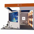 Linnei Exhibition Booth Design Featuring Orange White Structure And Digital Displays