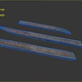 Three Long Stone Wood Carved Decorative Strips Featuring Detailed Patterns