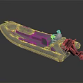 Gray Inflatable Boat Model With Pink Figure Black Motor And Seats