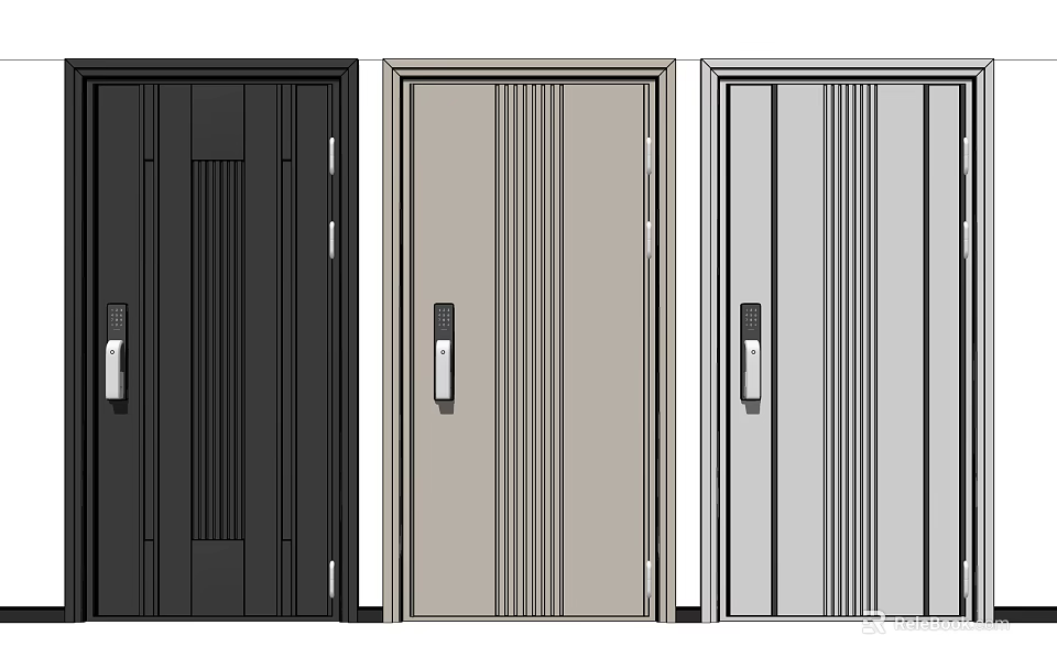 Modern Security Doors With Various Color Options And Safety Features 3d model 