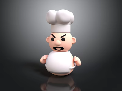 3D Cartoon Chef Character With Angry Expression Chef Hat White Uniform And Hands On Hips 3d model