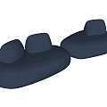 Blue Modern Multi Seat Sofa With Plush Cushions And Curved Design