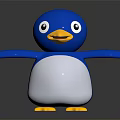 Cute Blue and White Penguin Doll with Big Eyes Open Arms and Yellow Feet