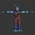 3D Cartoon Character With Blue Ears Arms And Pink Purple Body Standing With Arms Outstretched