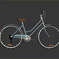 Light Blue Bicycle With Brown Seat And Wheels On Dark Background With Reflection 3d model
