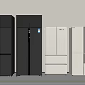 Modern Black And White Multi Door Refrigerators For Kitchen Appliance Design 3d model