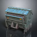 Durable Green Metal Trash Can With Wheels And Hinged Lid For Home Use