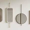 Elegant Modern Decorative Mirrors With Four Different Shapes Wall Mounted 3d model