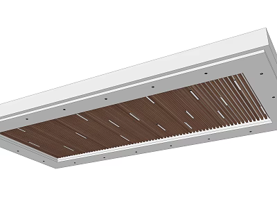 Modern Ceiling Design With Brown Grille And White Frame Details 3d model