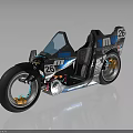 Racing Motorcycle With Blue Black Aerodynamic Body 26 2S Numbers And Golden Wheels