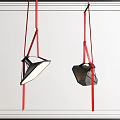 Modern Geometric Pendant Lights With Red Hanging Ropes And Black Frames 3d model