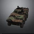 Armored Military Vehicle LAV III Model With Camouflage Paint Six Wheels And Top Mounted Weapon