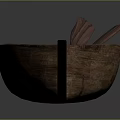 Handcrafted Wooden Boat With Wooden Planks And Paddles In Classic Design