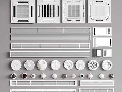 Various Types Of Air Conditioner Vents With Different Grille Design Styles 3d model