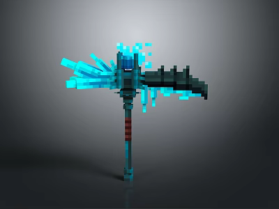 Minecraft 3D Model Blue Glowing Axe With Detailed Design And Effects 3d model