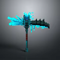 Minecraft 3D Model Blue Glowing Axe With Detailed Design And Effects