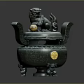 Bronze Furniture Decoration With Lion Sculpture And Carved Patterns Golden Accents