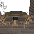 New Chinese Dining Table and Chair Combination Dining Table and Chair 3d model
