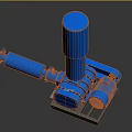 Blue Heavy Duty Industrial Equipment With Cylindrical Top And Base Structure
