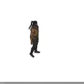 Muscular Bearded Game Character in Yellow Vest Black Lining and Brown Pants
