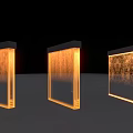 Three Modern Rectangular Decorative Lights With Illuminated Textured Panels And Warm Glow 3d model