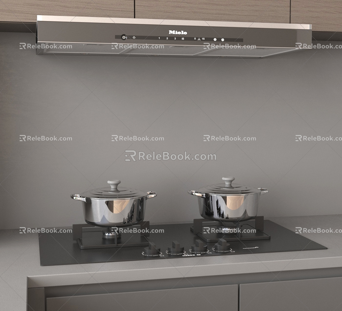 Modern Range Hood Stove Gas Stove Kitchen Appliances 3d model