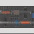 Detailed Electronic Circuit Board Design With Lightning Warning Symbol And Colored Lines