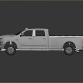 Silver Heavy Duty Pickup Truck With Double Cab Flatbed And Yellow Roof Lights