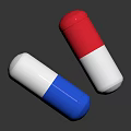 Two Colorful Capsule Shaped Candy Snacks in Red White and Blue on Black Background