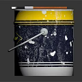 Flextone Interior Flat Paint Bucket With Yellow And Blue Body And Red Brush
