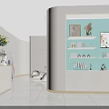 Beauty Salon Interior Featuring Reception Desk Skin Care Sign Marble Wall Green Plants And Sculpture