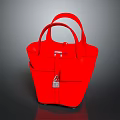 Red Handbag With Double Handles Front Lock And Structured Design For Daily Use 3d model