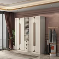 Modern White Wardrobe Interior Design With Arched Doors Open Shelves And Drawers