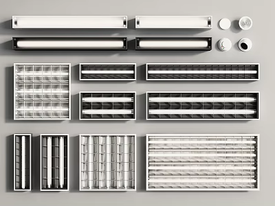 Assorted Modern Grille Lights Featuring Different Design Styles And Size Options For Interior 3d model