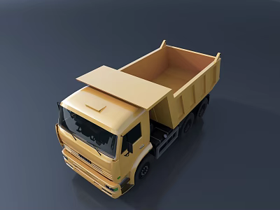 Yellow Dump Truck With Open Cargo Bed Heavy Duty Construction Vehicle 3d model