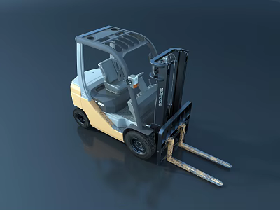 Modern Industrial Forklift Truck With Cab For Material Handling And Heavy Duty Forks 3d model