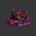 Elegant Stylish Floral Patterned Hat With Red And Dark Fabric Design