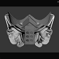 Futuristic Metallic Decorative Mask With Intricate Flower Details And Textured Surface