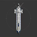 Futuristic Cosmic Spaceship With White And Blue Streamlined Body For Interstellar Travel