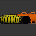 Orange Portable Ventilation Blower With Yellow Black Striped Flexible Hose For Industrial Air Circulation